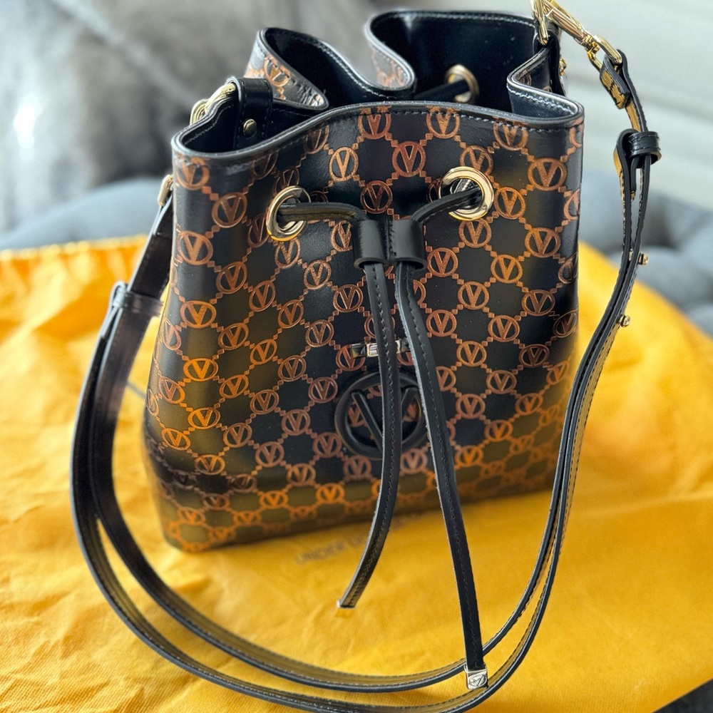 Valentino By Mario Valentino Black and Brown Shoulder Bag